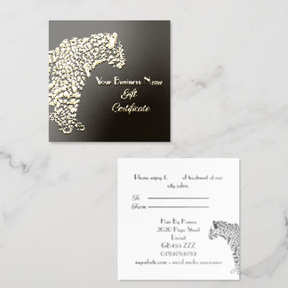 Gold and Black Jaguar Gift Certificate Foil Spot Gloss Business Cards
