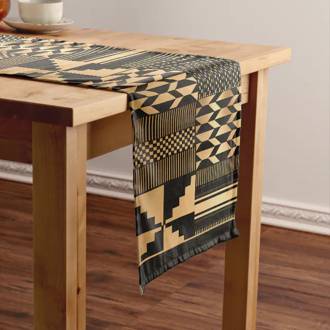 Gold and Black Kente Cloth-Inspired Short Table Runner | Zazzle