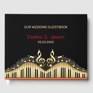 Gold And Black Keyboard Guest Book