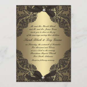 Gold and Black Lace wedding invitation