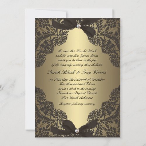 Gold and Black Lace wedding invitation