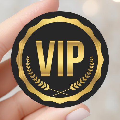 Gold And Black Laurel Vip Party Pass Classic Round Sticker