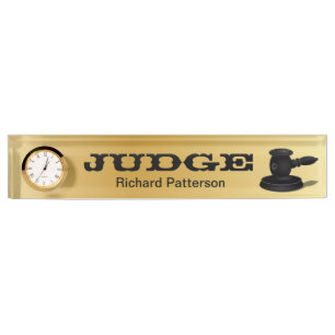 Gold and Black Law Judge Lawyer Desk Name Plate
