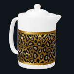 Gold and Black Leopard Animal Pattern Teapot<br><div class="desc">Teapot. Featuring a beautiful metallic gold and black leopard animal pattern. A charming accent to add to your home or give for a housewarming gift. 📌If you need further customization, please click the "Click to Customize further" or "Customize or Edit Design" button and use our design tool to resize, rotate,...</div>