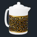 Gold and Black Leopard Animal Pattern Teapot<br><div class="desc">Teapot. Featuring a beautiful metallic gold and black leopard animal pattern. A charming accent to add to your home or give for a housewarming gift. 📌If you need further customization, please click the "Click to Customize further" or "Customize or Edit Design" button and use our design tool to resize, rotate,...</div>