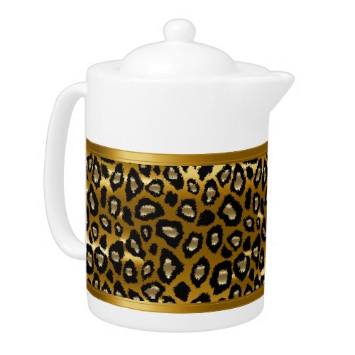 Gold and Black Leopard Animal Pattern Teapot