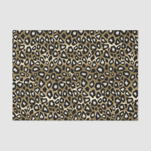 Gold and Black Leopard Animal Print Tissue Paper (Front)