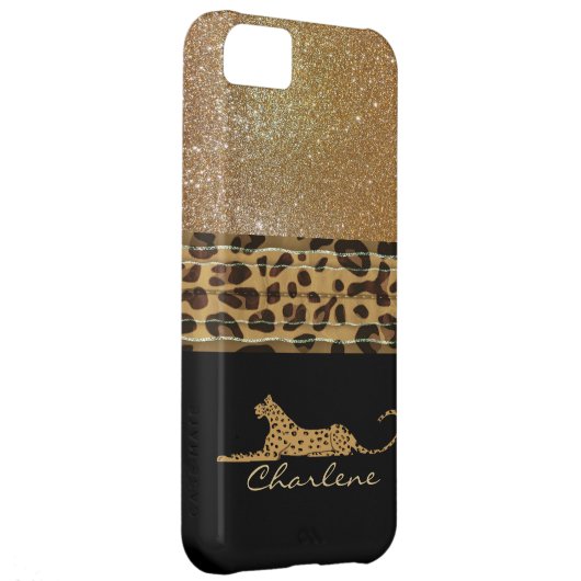 Gold and Black Leopard Custom iPhone 5C Case (Back/Right)