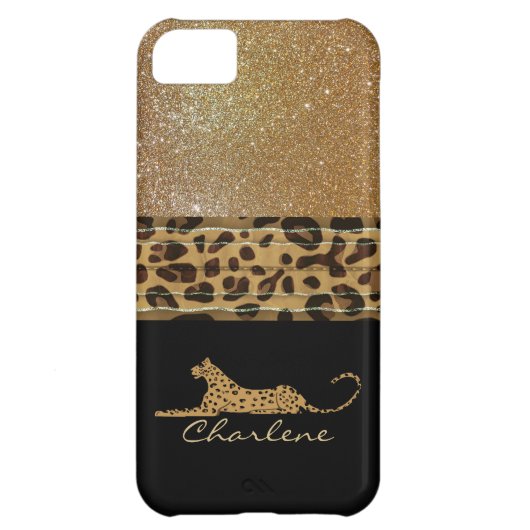 Gold and Black Leopard Custom iPhone 5C Case (Back)