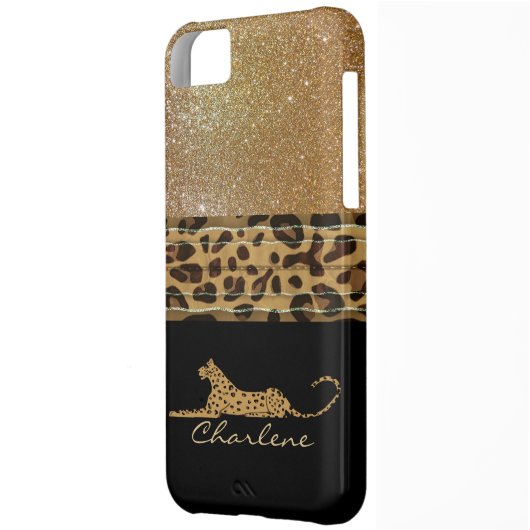 Gold and Black Leopard Custom iPhone 5C Case (Back Left)