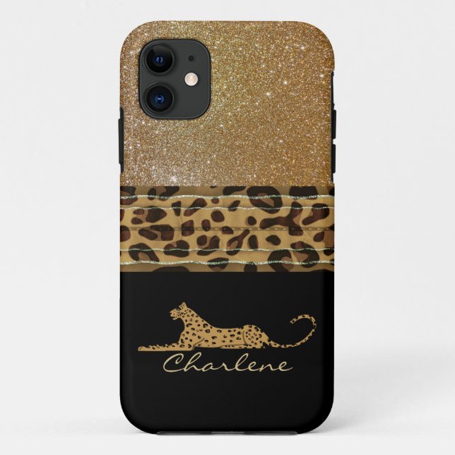 Gold and Black Leopard Custom iPhone 5S Case (Back)