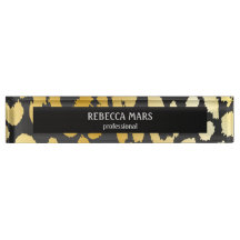 Gold and black leopard print desk name plate