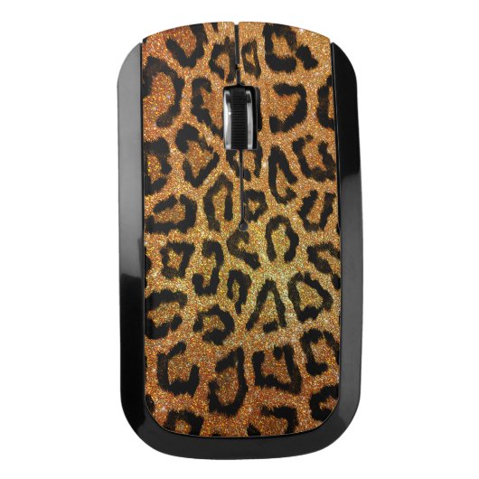 Gold and Black Leopard Print Wireless Mouse (Front)