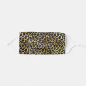 Gold and Black Leopard Spot Pattern Adult Cloth Face Mask (Front, Folded)