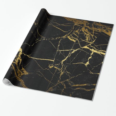 Gold And Black Marble Gift Wrap