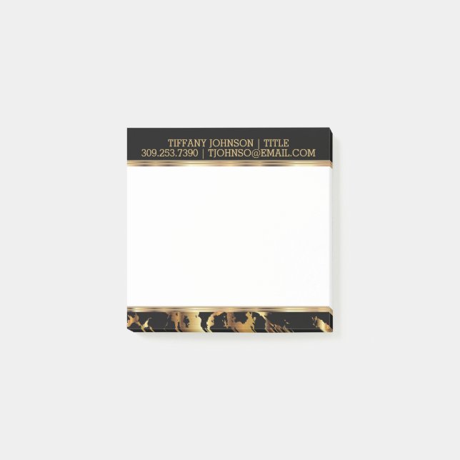 Gold and Black Marble Pattern Post-it Notes (Front)