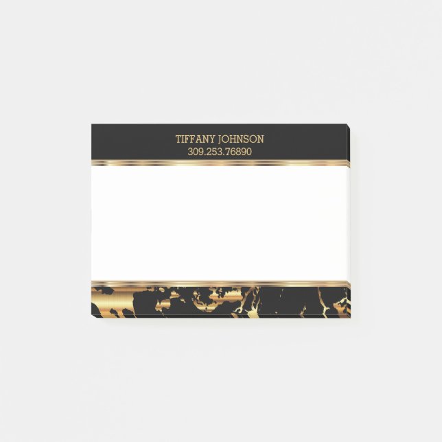 Gold and Black Marble Post-it Notes (Front)