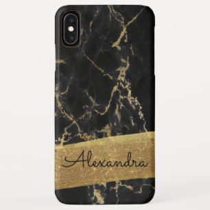 Gold and Black Marble with Gold Foil and Glitter iPhone XS Max Case