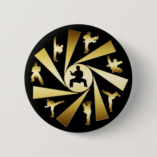 GOLD AND BLACK MARTIAL ARTS PINBACK BUTTON (Front)