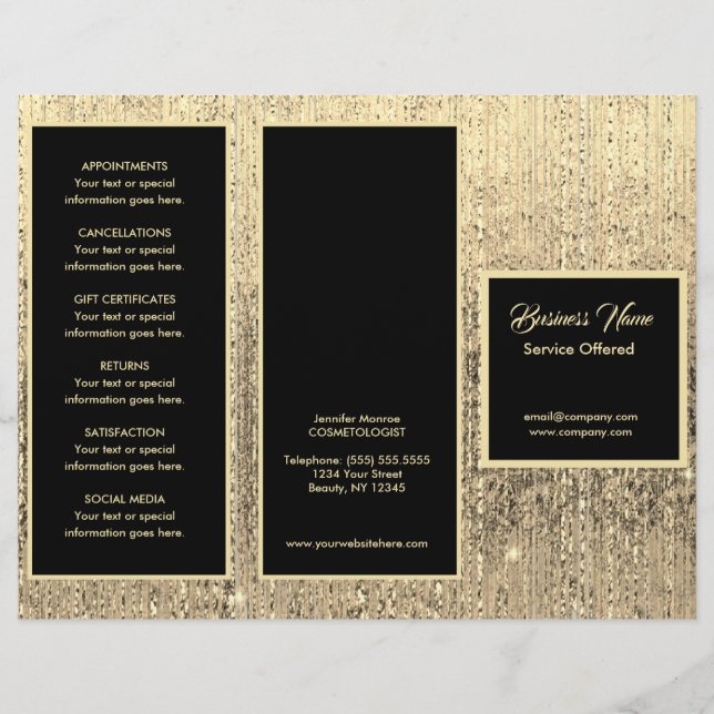 Gold and Black Menu & Pricing Flyer (Front)