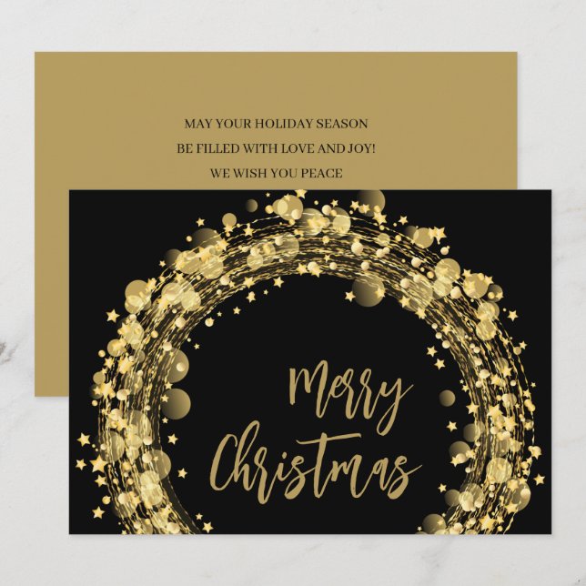 Gold and Black Merry Christmas Card (Front/Back)