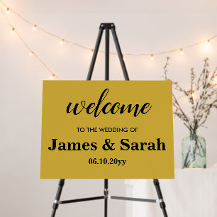 Gold and Black Minimal Welcome to our Wedding Sign