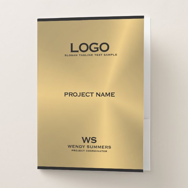 Gold and black modern design pocket folder (Front)