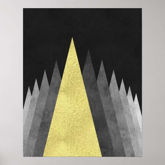 Gold and black Modern minimal geometric art Poster (Front)
