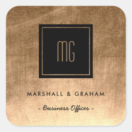 Gold and Black Monogram Business Stickers