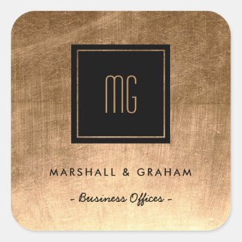 Gold And Black Monogram Business Stickers by BusinessCardCentre at Zazzle
