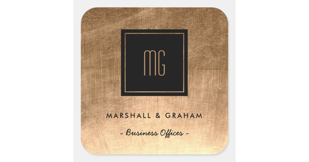Gold and Black Monogram Business Stickers Zazzle