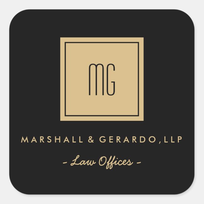 Gold and Black Monogram Business Stickers