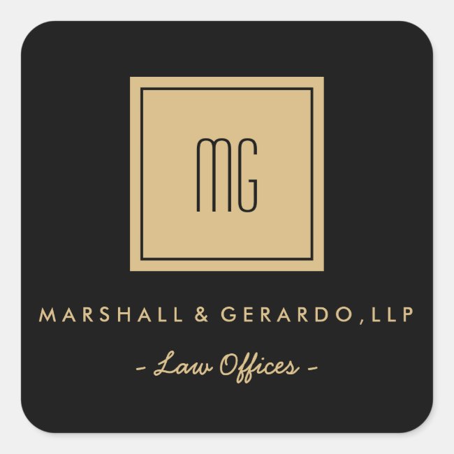 Gold and Black Monogram Business Stickers