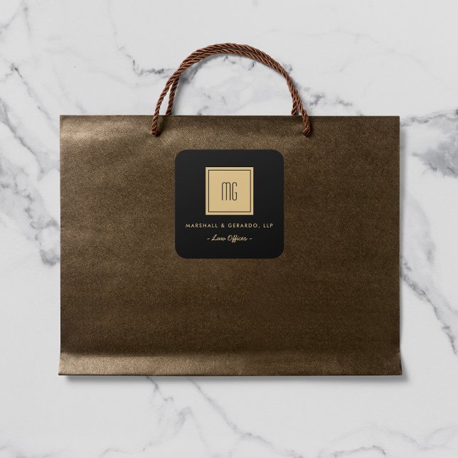 Gold and Black Monogram Business Stickers (Creator Uploaded)