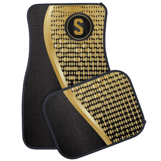 Gold and Black - Monogram Car Floor Mat (Set)
