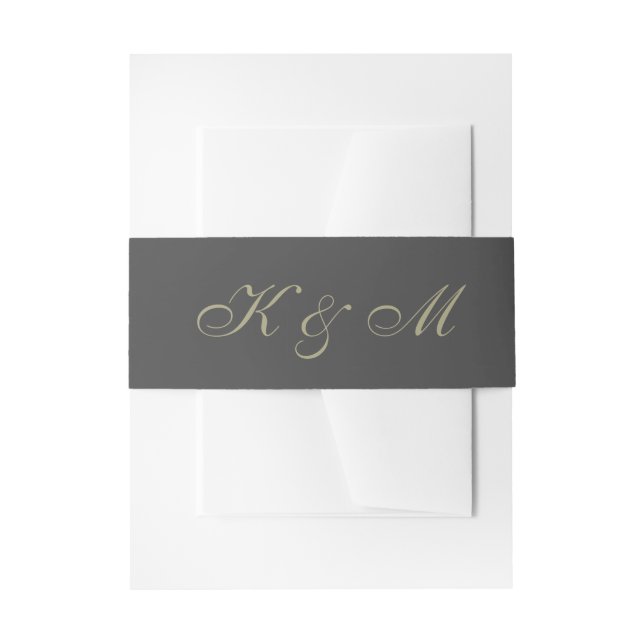 Gold and Black Monogram Invitation Belly Band (Front Example)