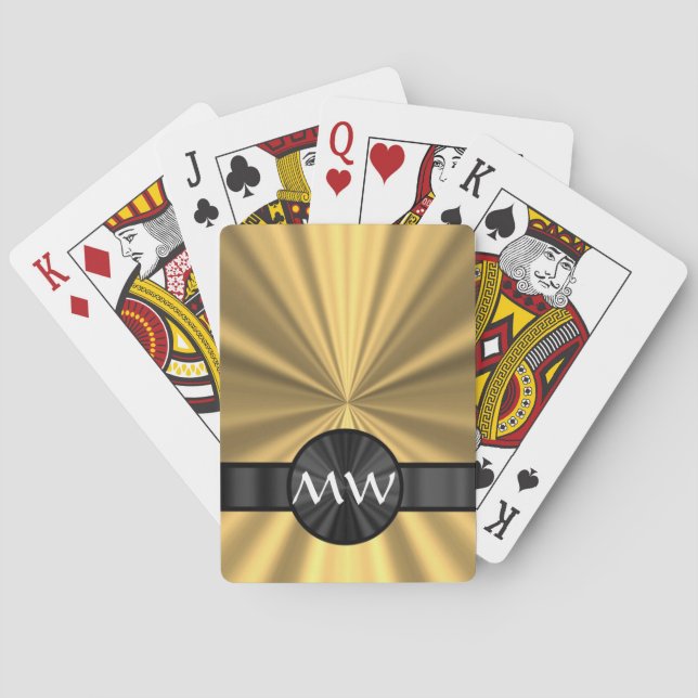 Gold and black monogram poker cards (Back)