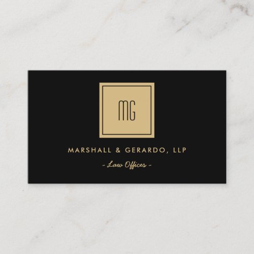 Gold And Black Monogram Professional Offices Business Card