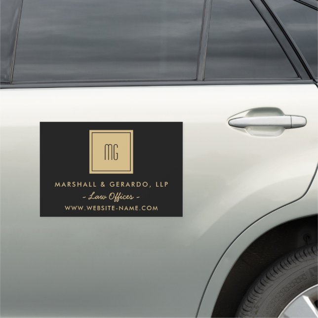 Gold And Black Monogram Professional Offices Car Magnet (In Situ)