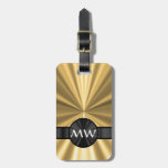 Gold And Black Monogrammed Luggage Tag at Zazzle
