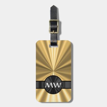 Gold And Black Monogrammed Luggage Tag by monogramgiftz at Zazzle