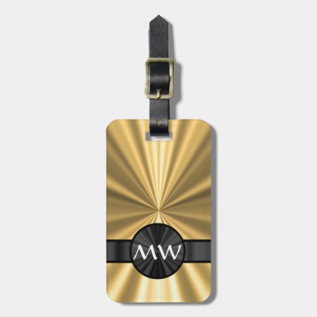 Gold And Black Monogrammed Luggage Tag