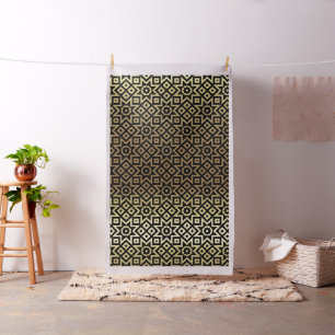 Gold And Black Moroccan Mosaic Geometric Pattern Fabric