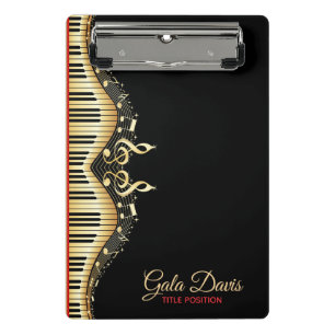 Gold And Black Music Notes Design Red Accents Mini Clipboard