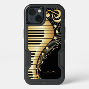 Gold And Black Music Notes iPhone 13 Case