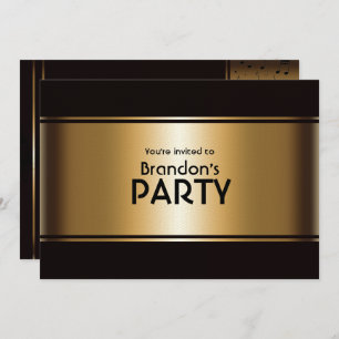 Gold and Black Music Notes Party Invitation