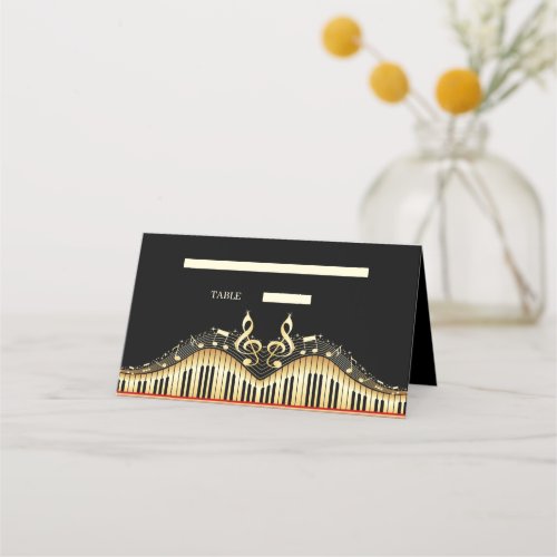 Gold and Black Music Theme Place Card