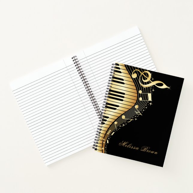 Gold And Black Musical Keyboard Notebook (Inside)