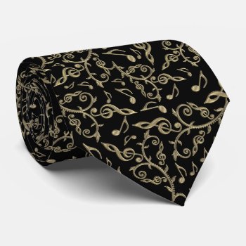 Gold And Black Musical Notes And Symbols Music Tie by UROCKDezineZone at Zazzle