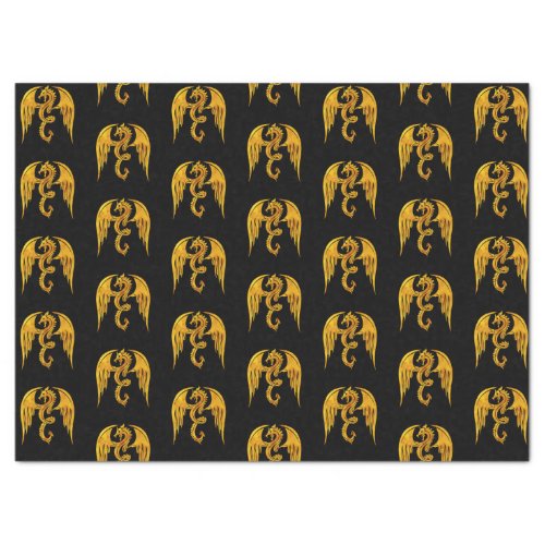 Gold and Black Mythical Dragon Tissue Paper